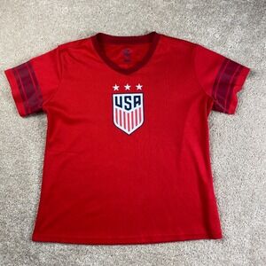 Alex Morgan 13 USWNT Soccer Jersey Red USA Womens Large Short Sleeve V-Neck